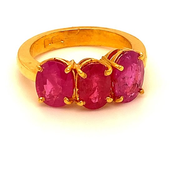 Tajik Ruby 3.85ct Solid 22K Yellow Gold Ring - Picture 1 of 9